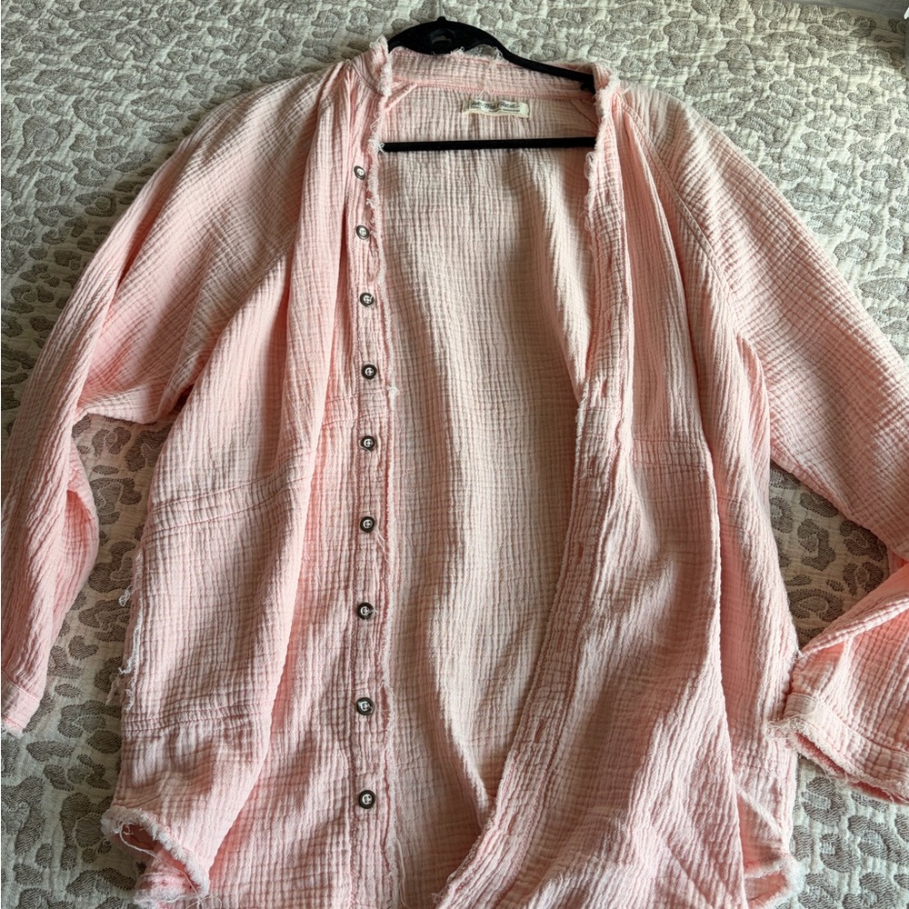 We The Free Light Pink Textured Top